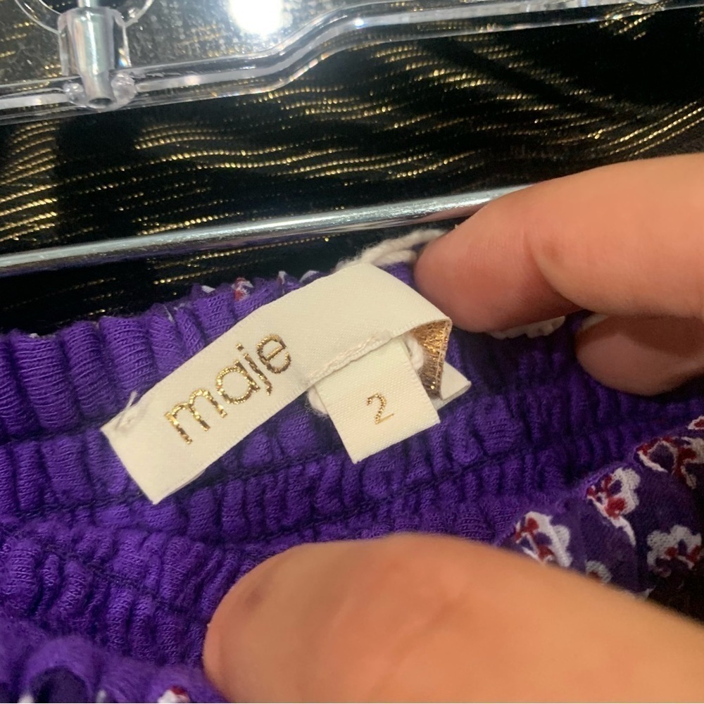 ✅ Maje Skirt Joumi Mini Ruffle Tiered in Purple Floral - Picture 4 of 5